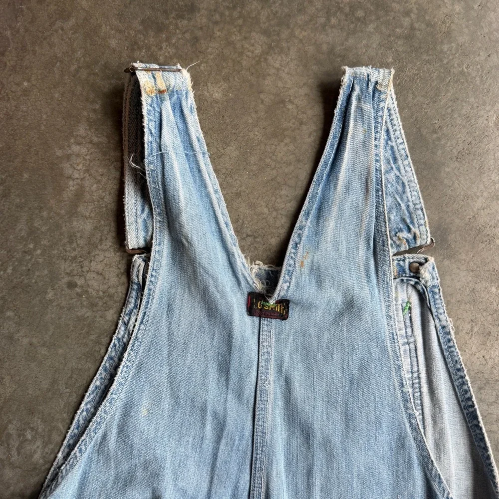 Vintage 50s 60s Big Smith Sanforized Denim Overalls Workwear True VTG Mens 34x29